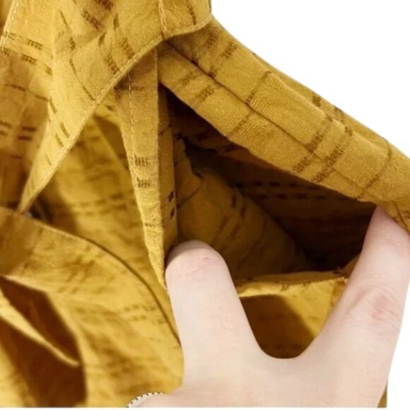 EUC Madewell Mustard Elastic Waist Belted Seersucker Camp Romper in Summer Sand - Picture 6 of 8